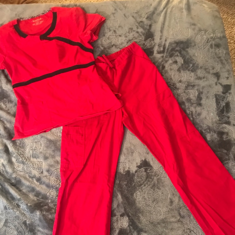 heartsoul scrubstar red scrub set top and bottom